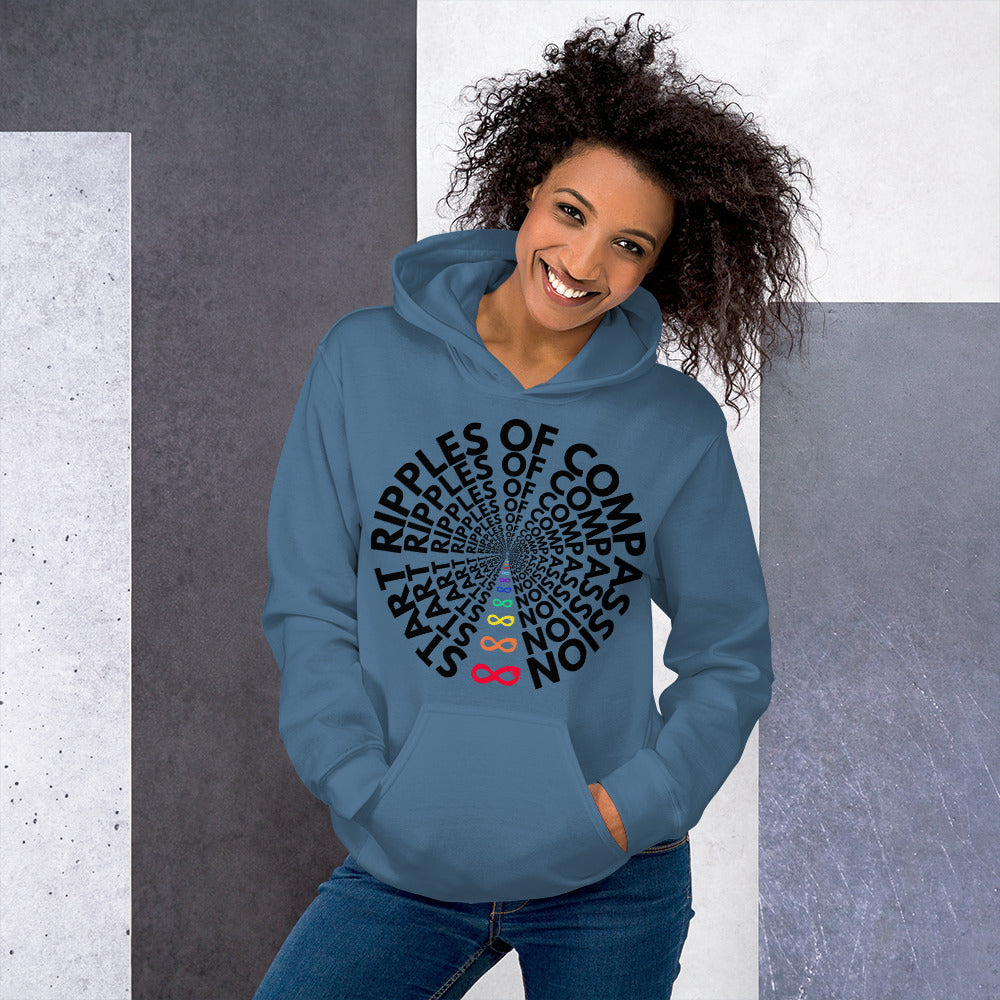 Ripples - Unisex Hoodie - Rainbow Black print