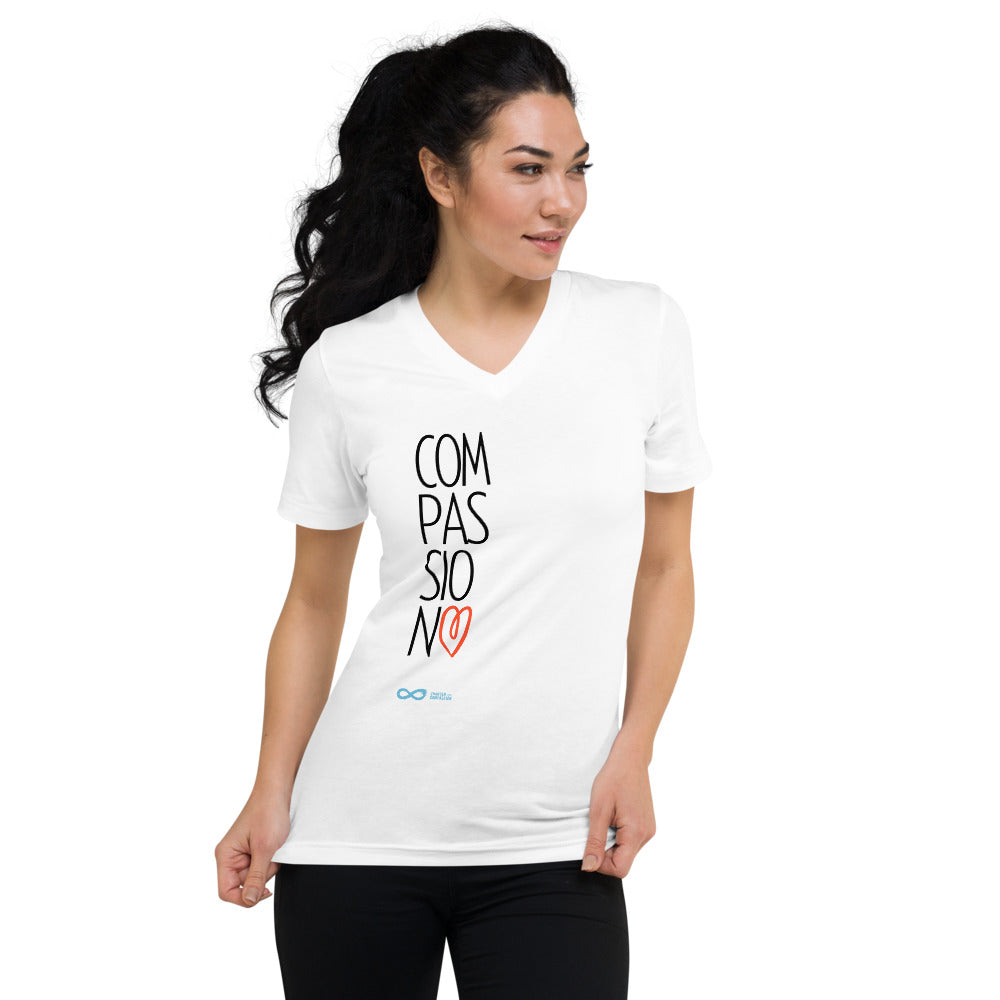Compassion Heart - Unisex V-Neck - Black Print