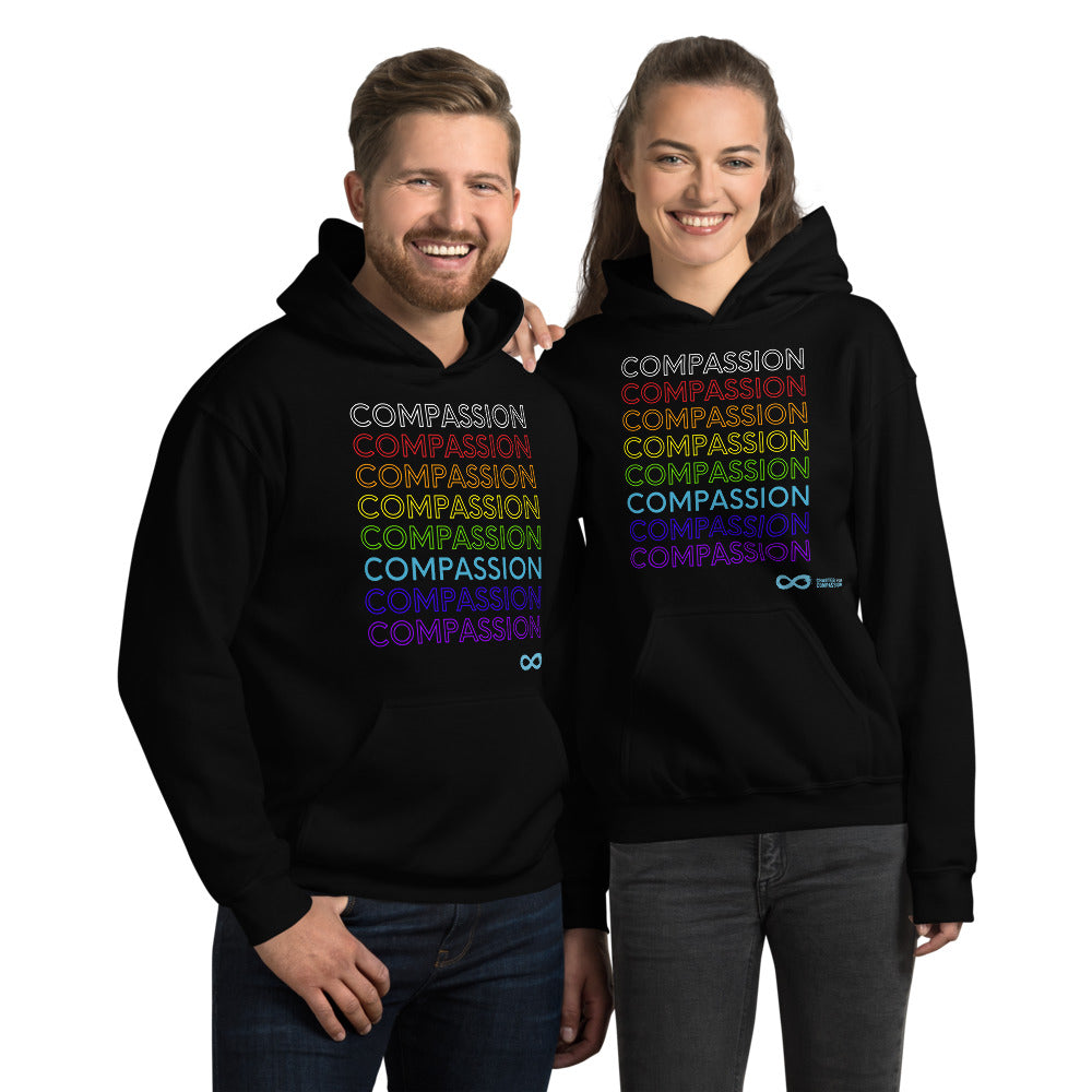 Compassion English - Unisex Hoodie - Rainbow White Print