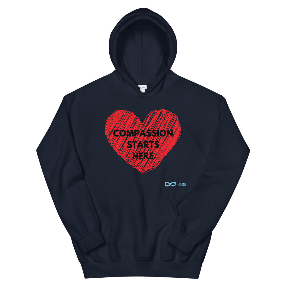 Compassion Starts Here - Unisex Hoodie - Black Print