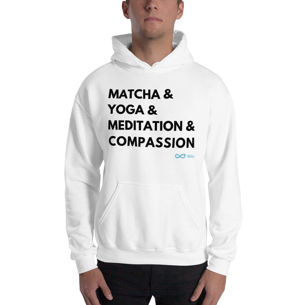 Matcha & Yoga & Meditation & Compassion - Unisex Hoodie - Black Print