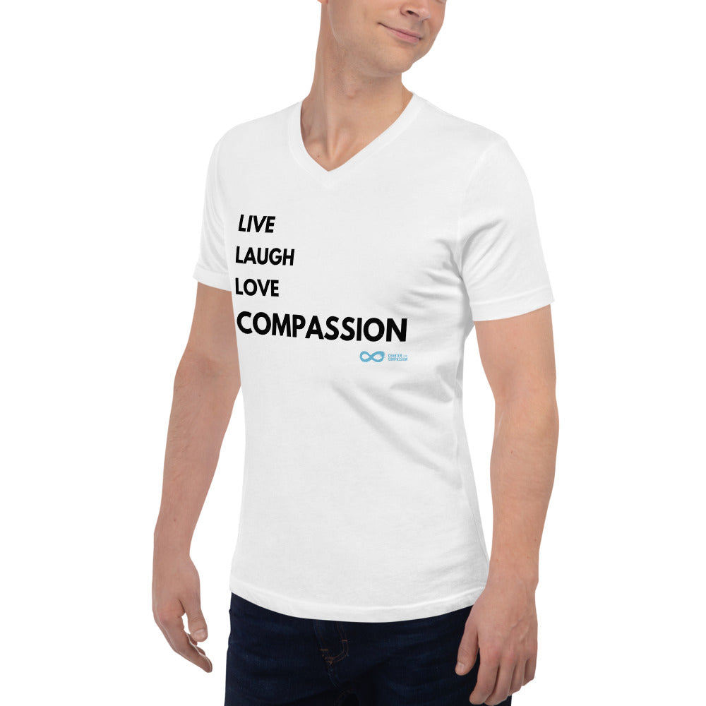 Live Laugh Love Compassion - Unisex V-Neck - Black Print