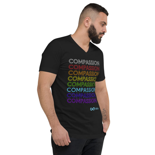 Compassion English - Unisex V-Neck - Rainbow White Print