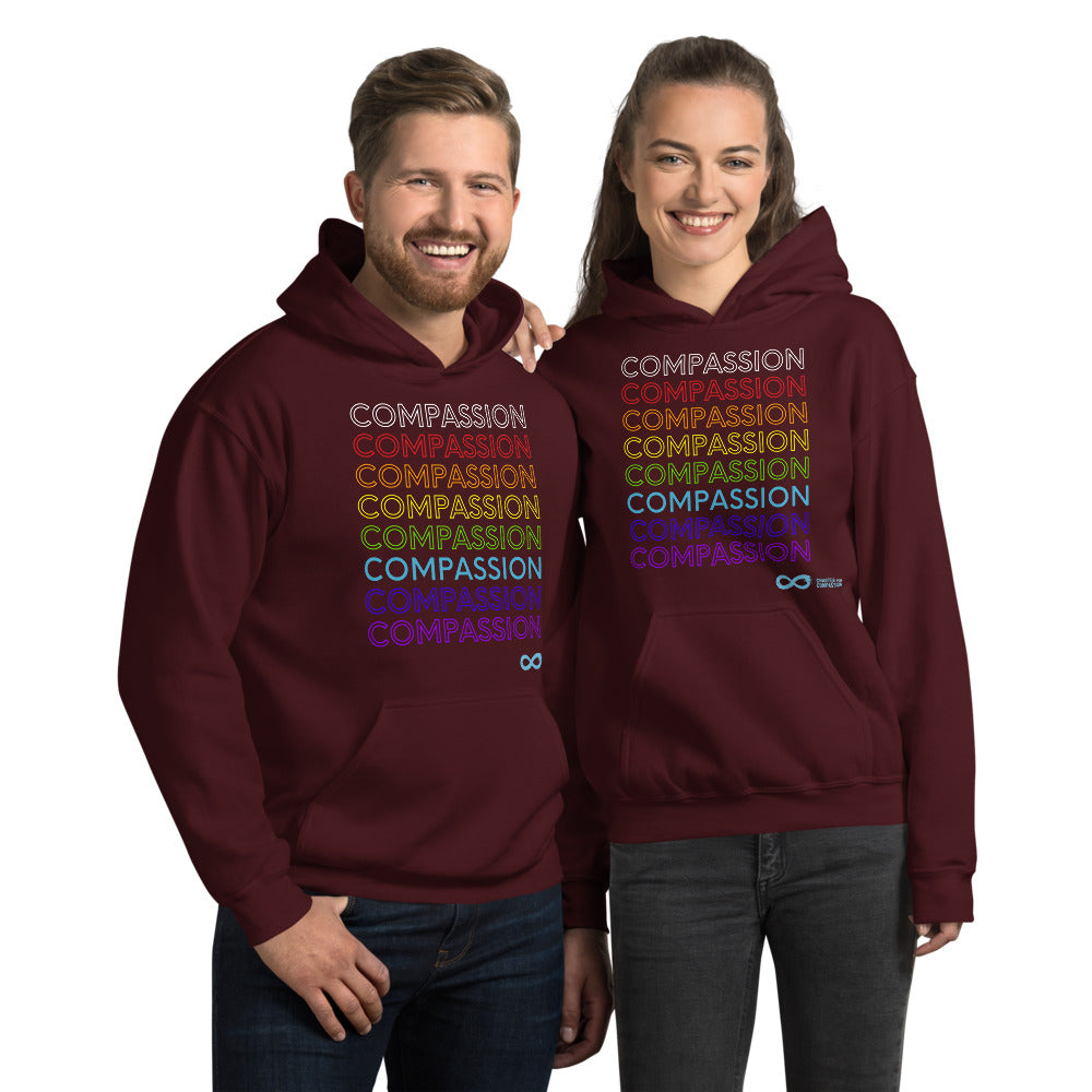 Compassion English - Unisex Hoodie - Rainbow White Print