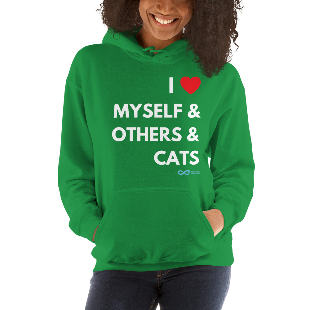 I Love Myself & Others & Cats - Unisex Hoodie - White Print