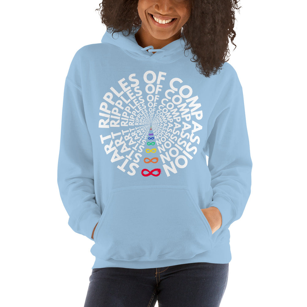 Ripples - Unisex Hoodie - Rainbow White Print