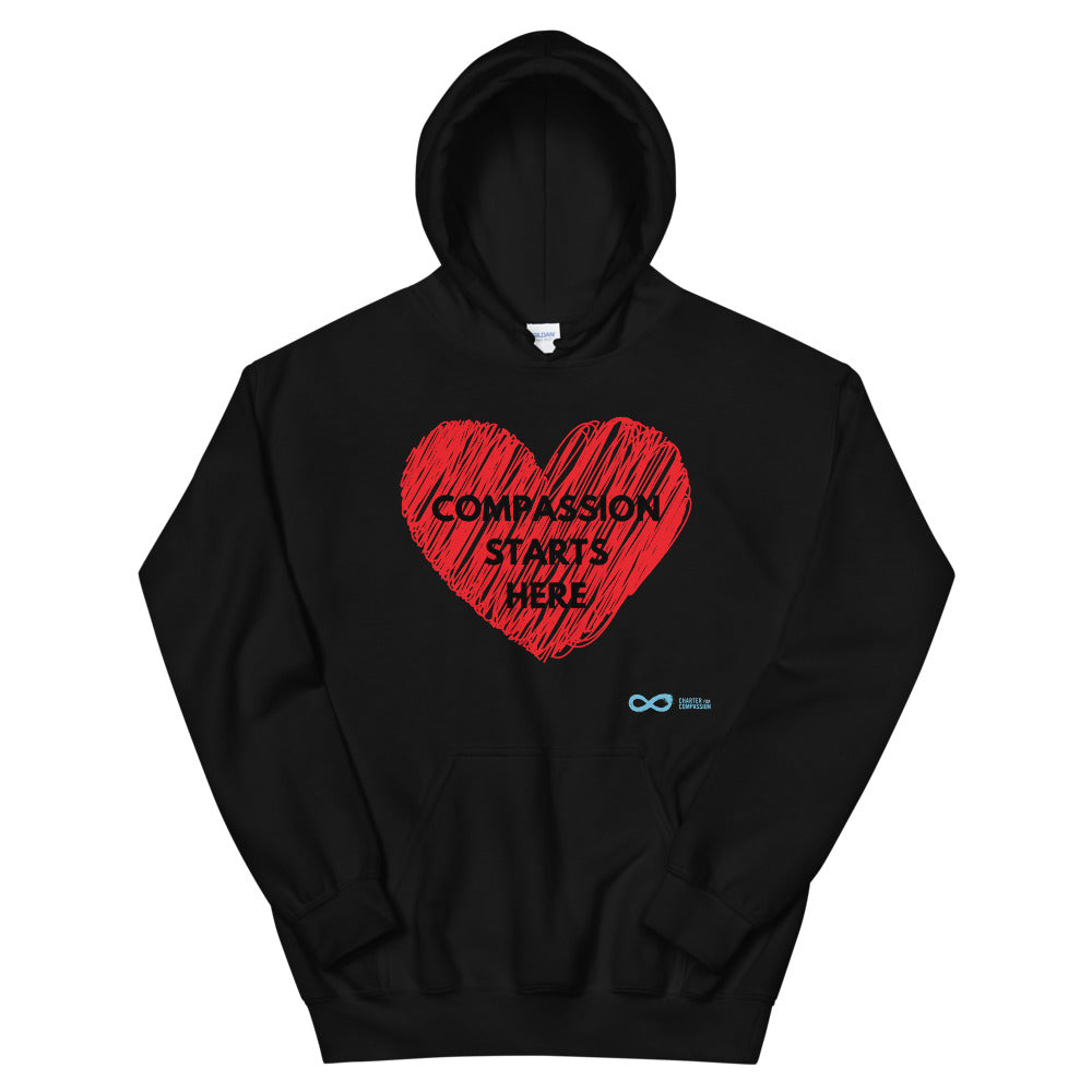 Compassion Starts Here - Unisex Hoodie - Black Print