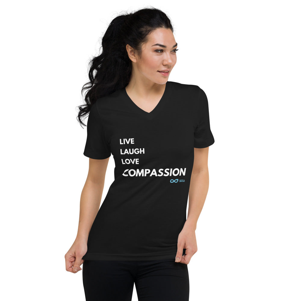 Live Laugh Love Compassion - Unisex V-Neck - White Print