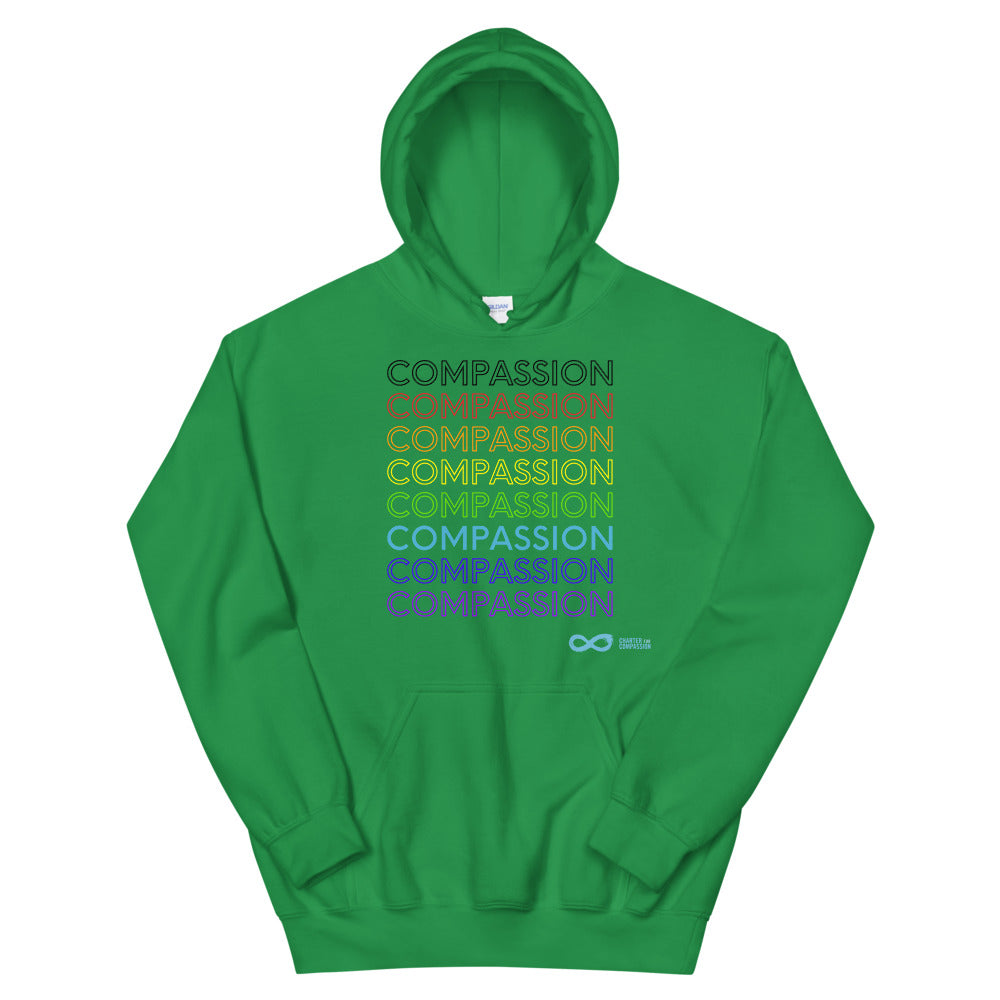 Compassion English - Unisex Hoodie - Rainbow Black Print