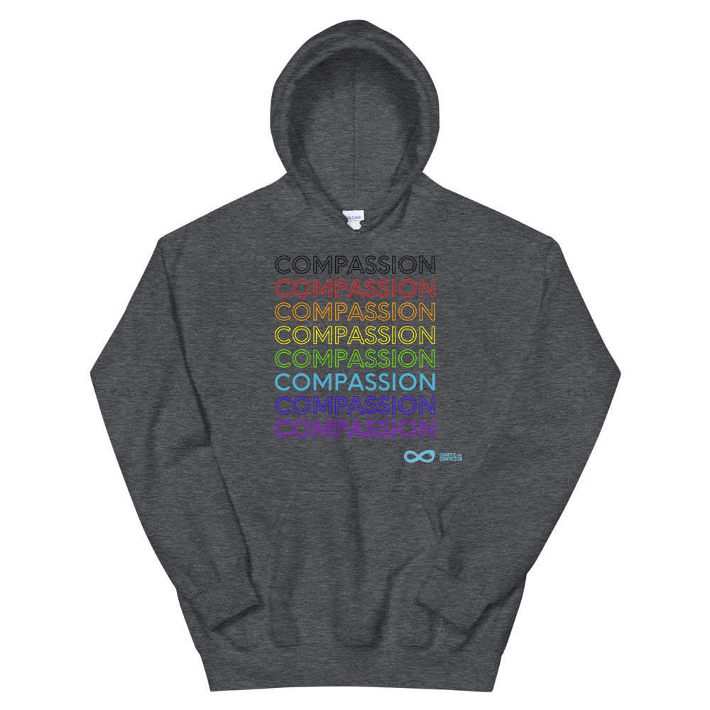 Compassion English - Unisex Hoodie - Rainbow Black Print