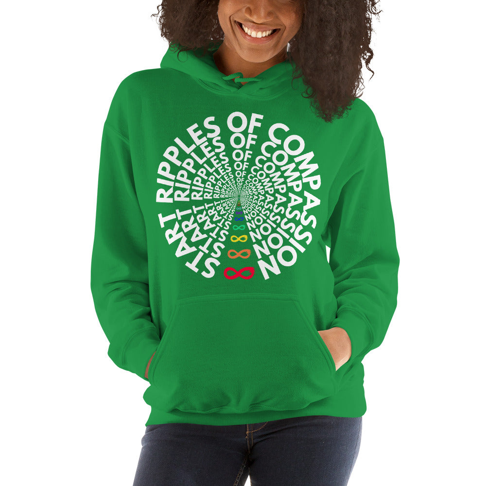 Ripples - Unisex Hoodie - Rainbow White Print