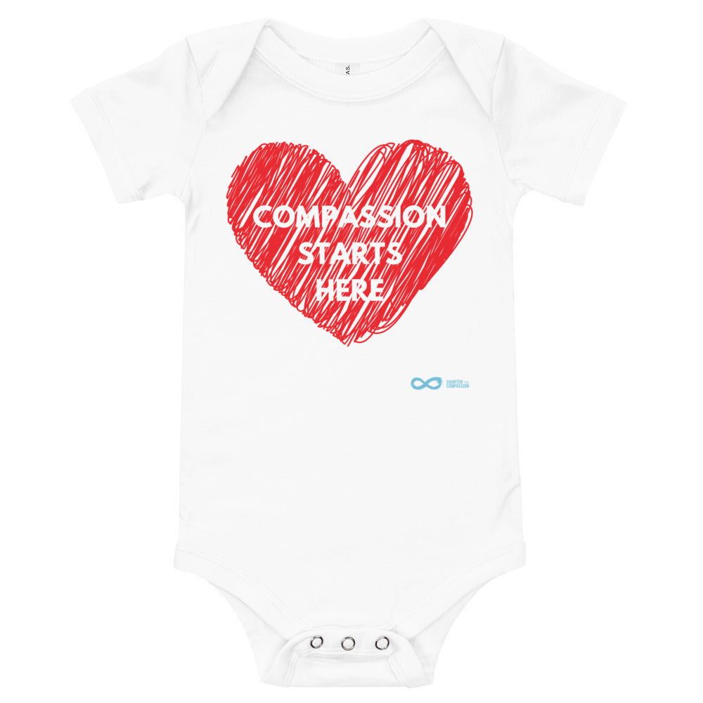 Compassion Starts Here - Onesie - White Print