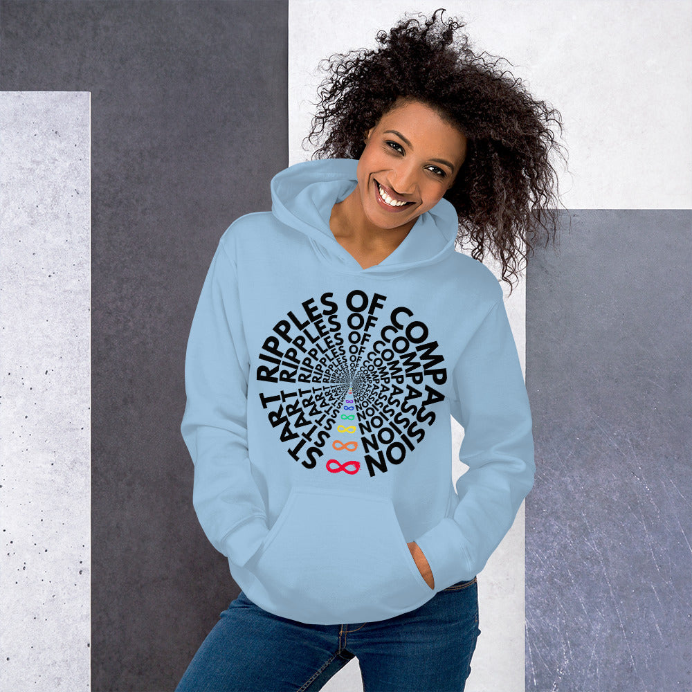 Ripples - Unisex Hoodie - Rainbow Black print
