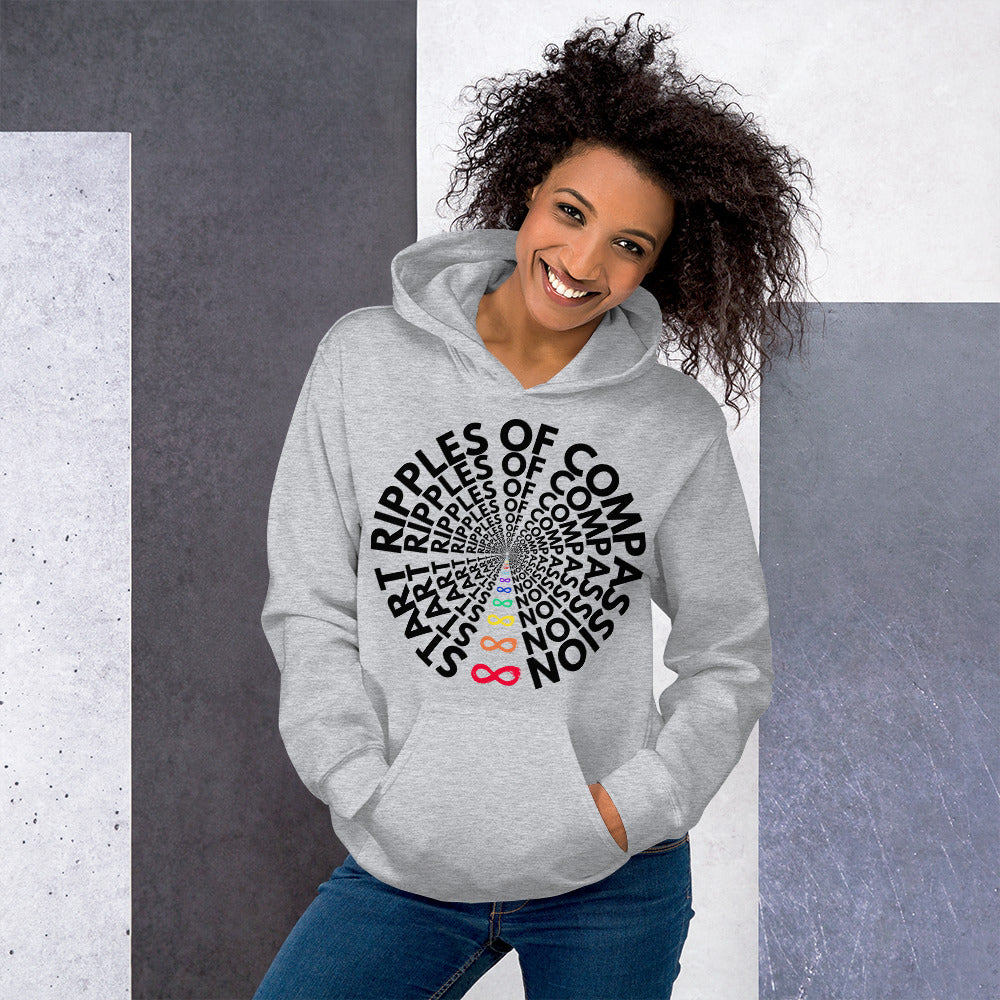 Ripples - Unisex Hoodie - Rainbow Black print