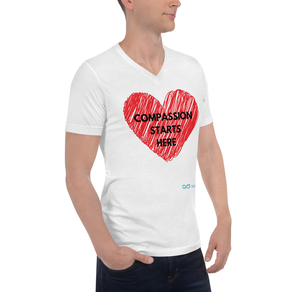 Compassion Starts Here - Unisex V-neck - Black Print