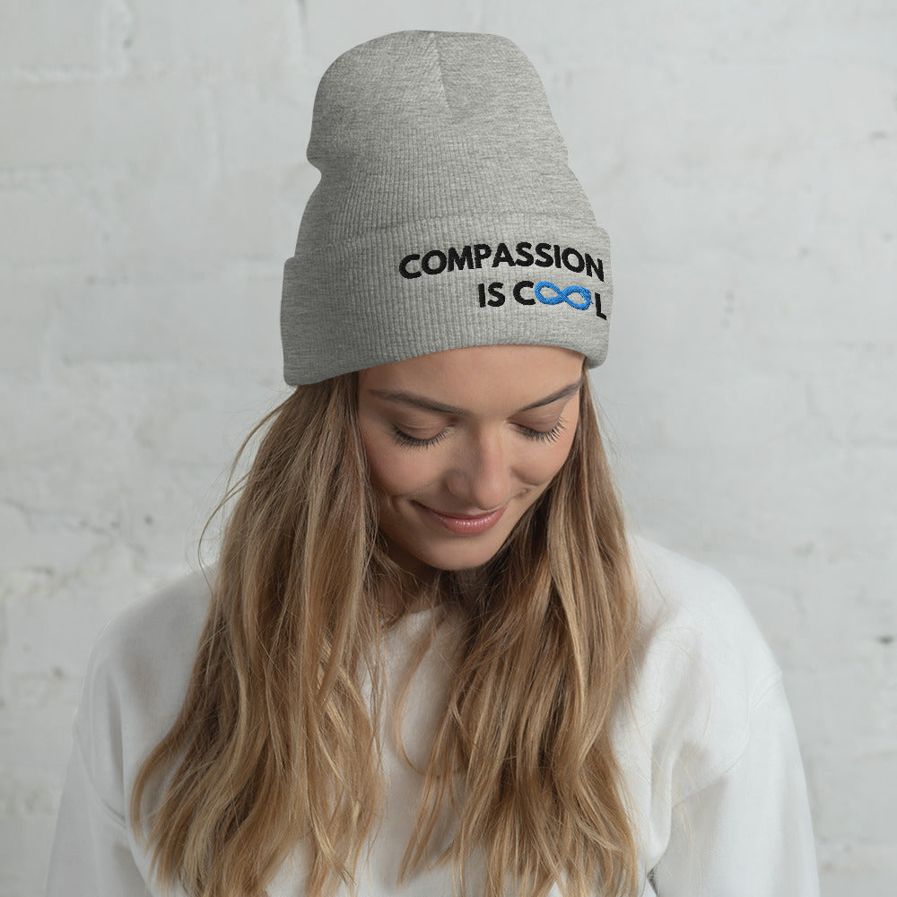 Compassion is Cool - Cuffed Beanie - Black Thread