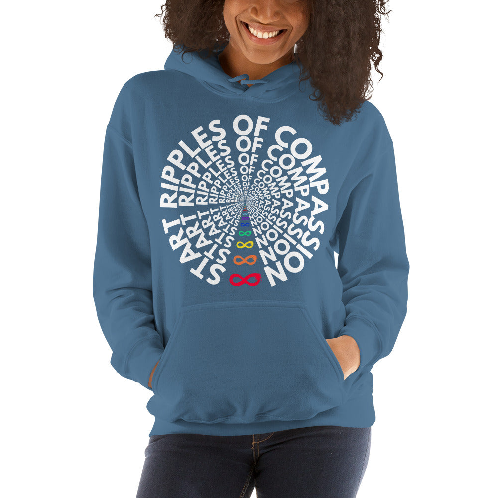 Ripples - Unisex Hoodie - Rainbow White Print