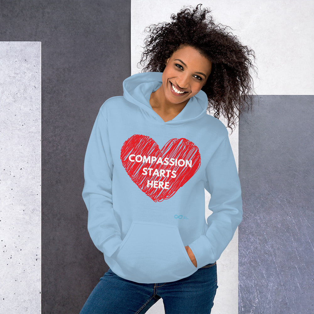 Compassion Starts Here - Unisex Hoodie - White Print