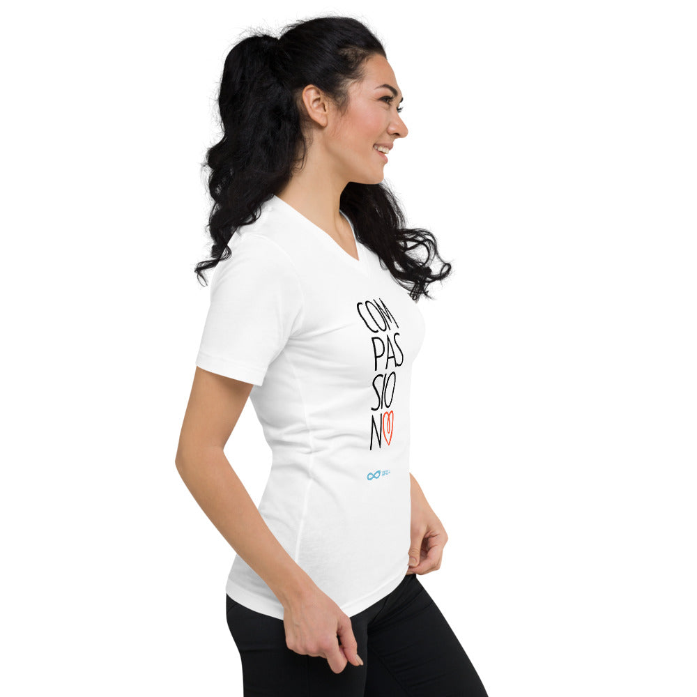 Compassion Heart - Unisex V-Neck - Black Print
