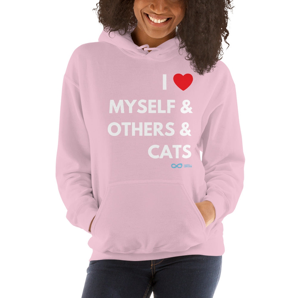 I Love Myself & Others & Cats - Unisex Hoodie - White Print