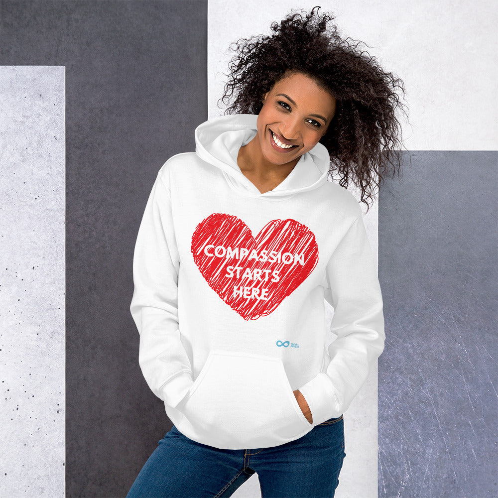 Compassion Starts Here - Unisex Hoodie - White Print
