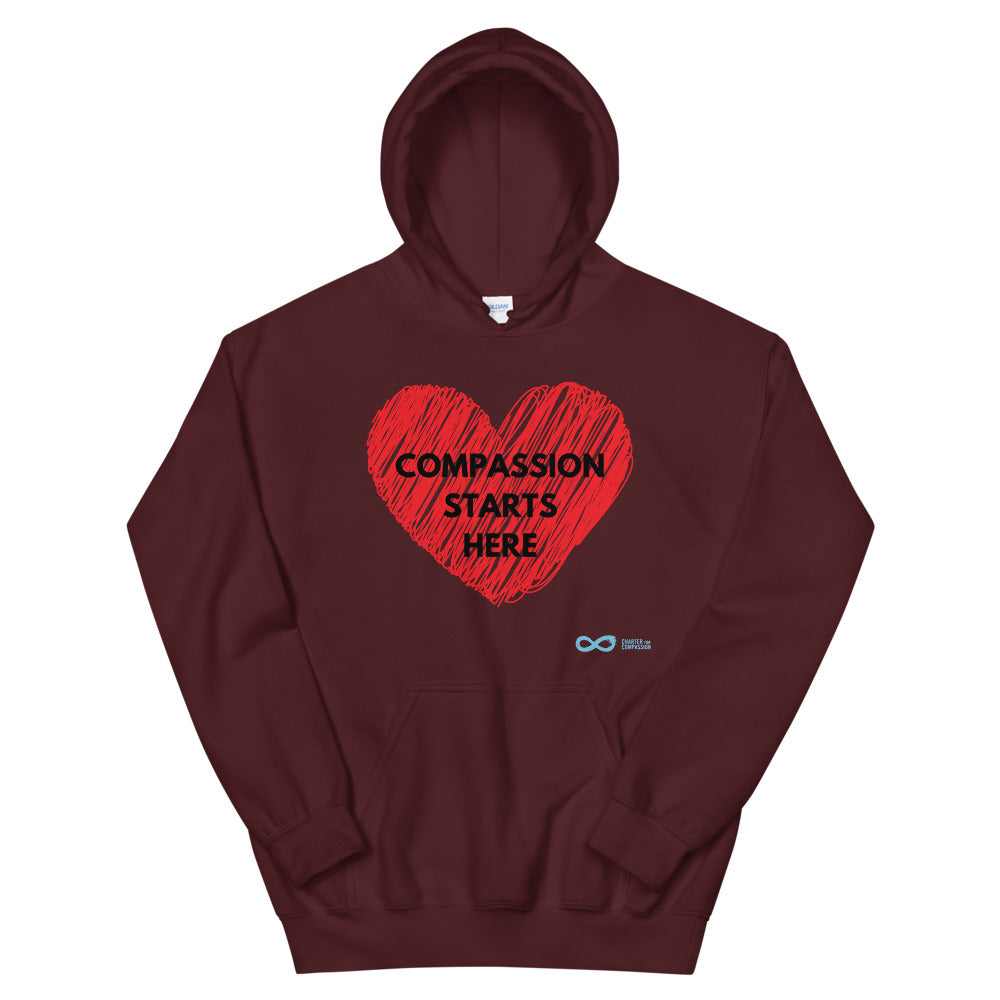 Compassion Starts Here - Unisex Hoodie - Black Print