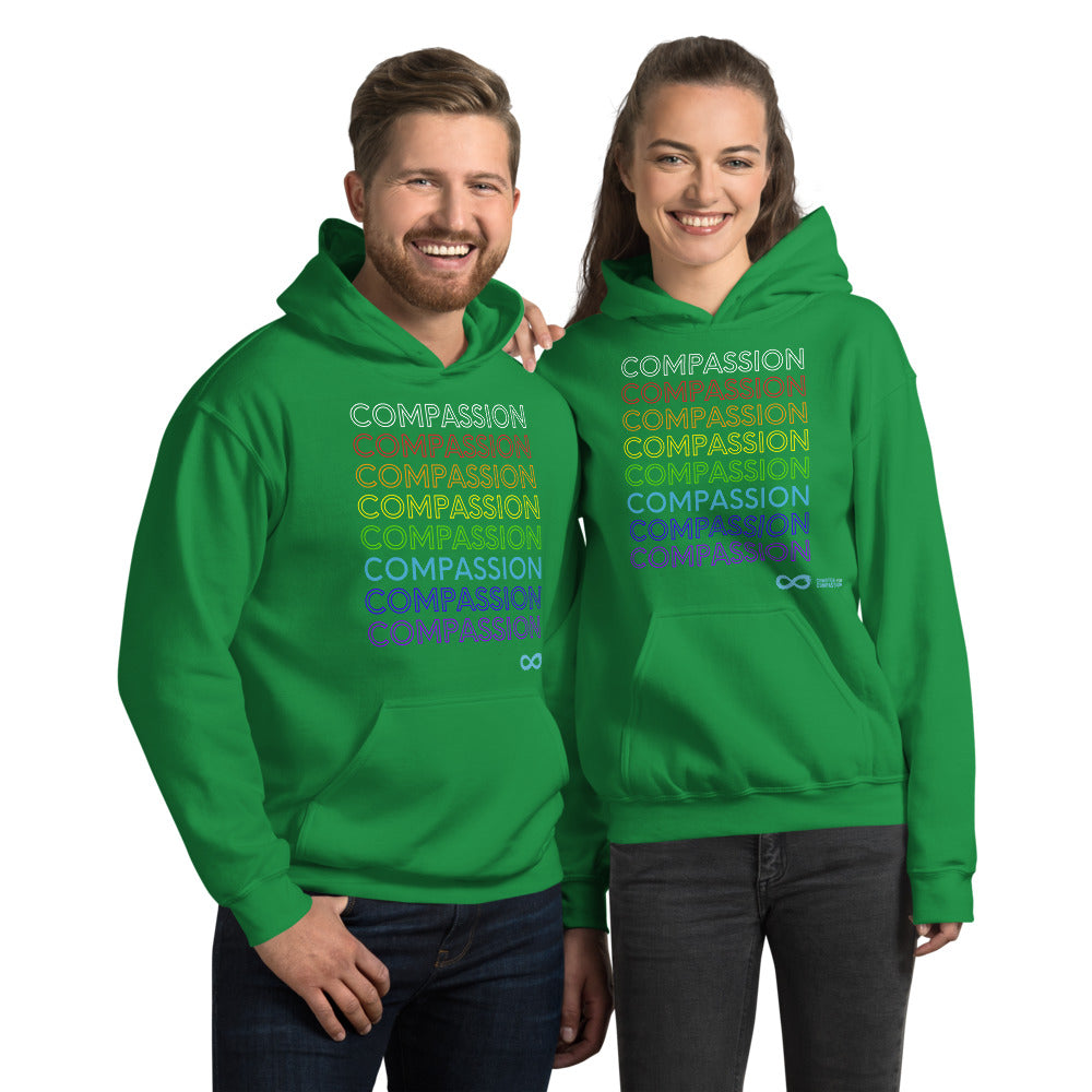 Compassion English - Unisex Hoodie - Rainbow White Print