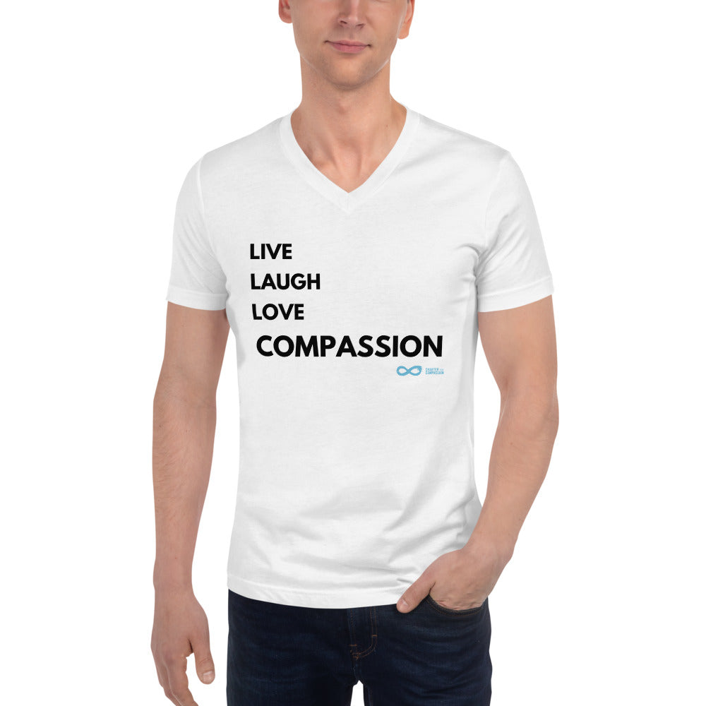 Live Laugh Love Compassion - Unisex V-Neck - Black Print