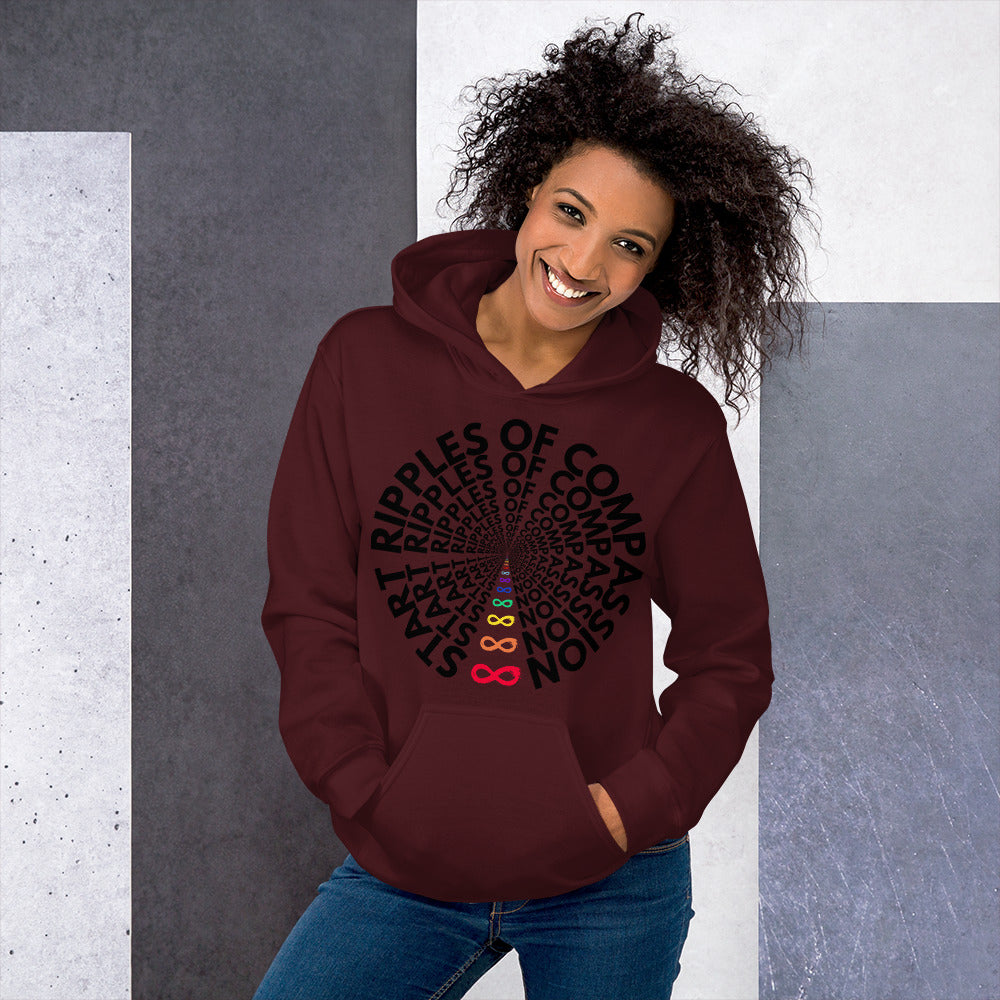 Ripples - Unisex Hoodie - Rainbow Black print