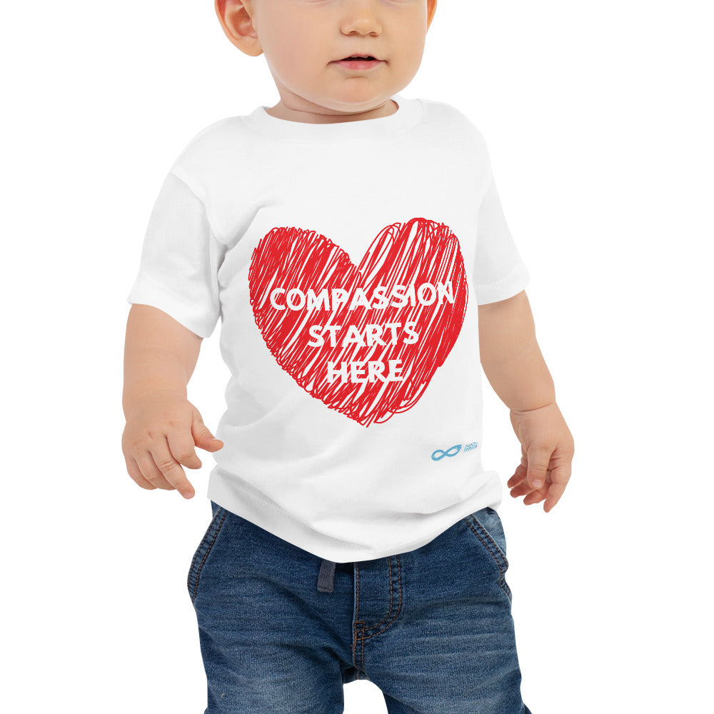 Compassion Starts Here - Baby Tee - White Print