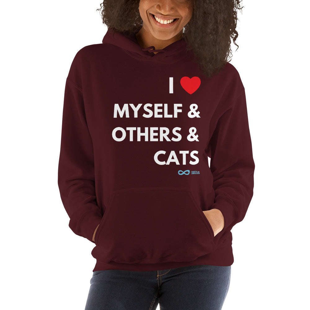 I Love Myself & Others & Cats - Unisex Hoodie - White Print