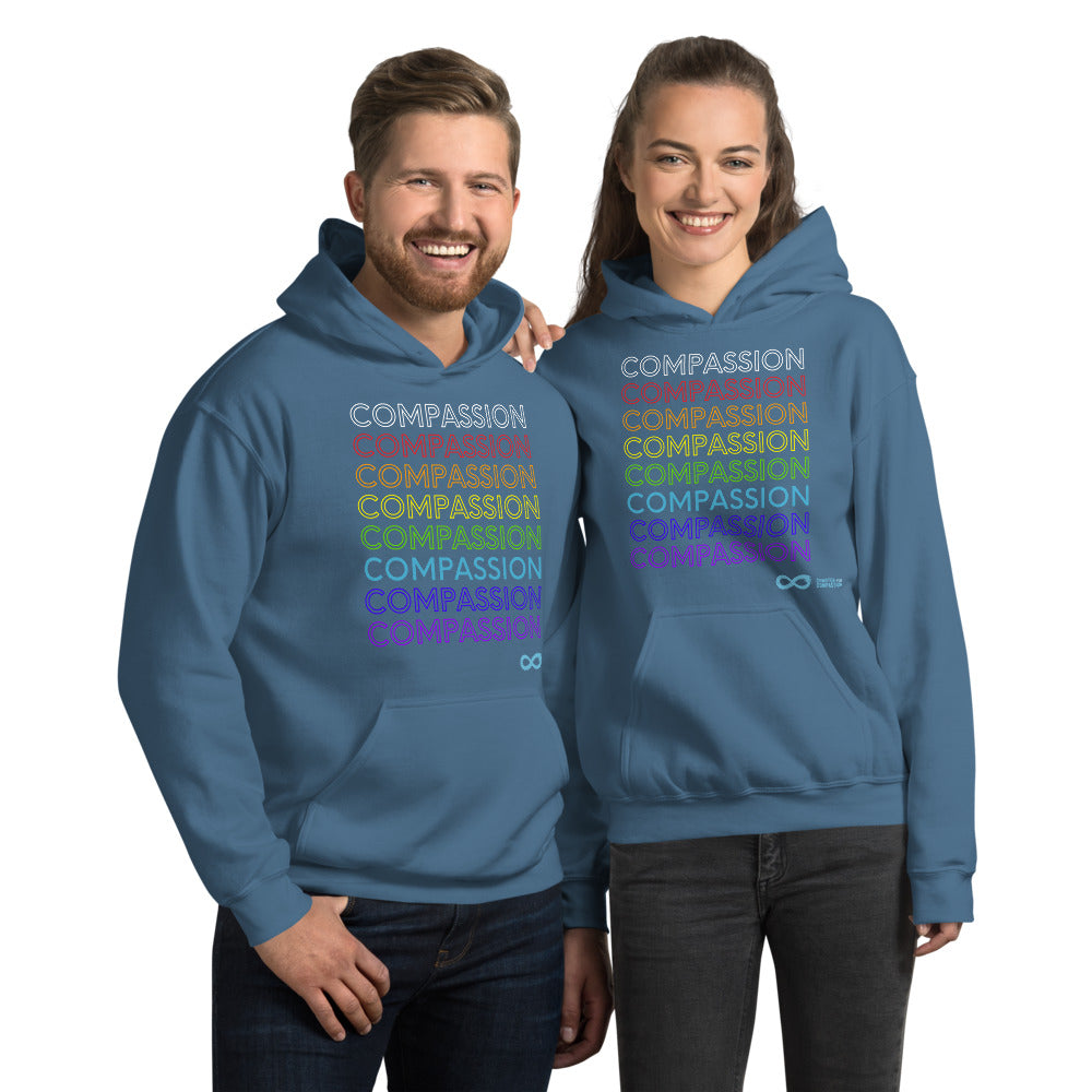 Compassion English - Unisex Hoodie - Rainbow White Print