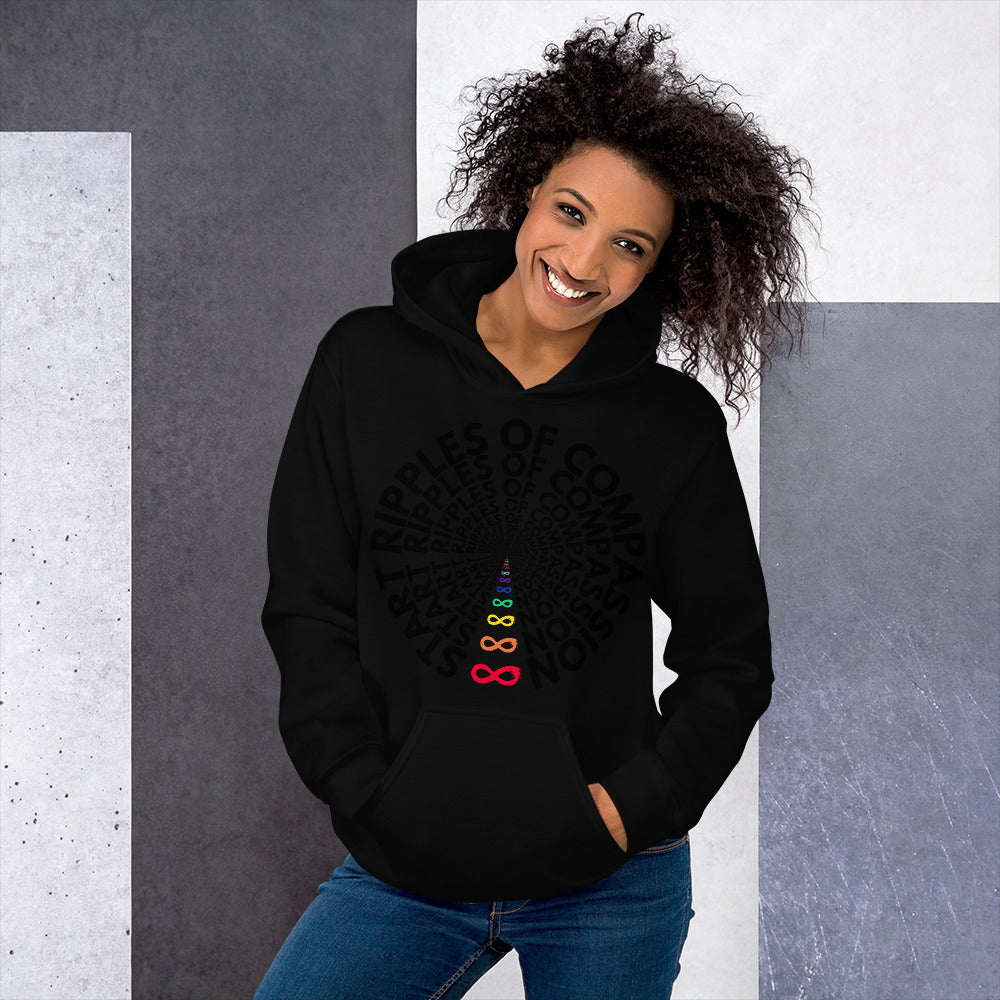 Ripples - Unisex Hoodie - Rainbow Black print