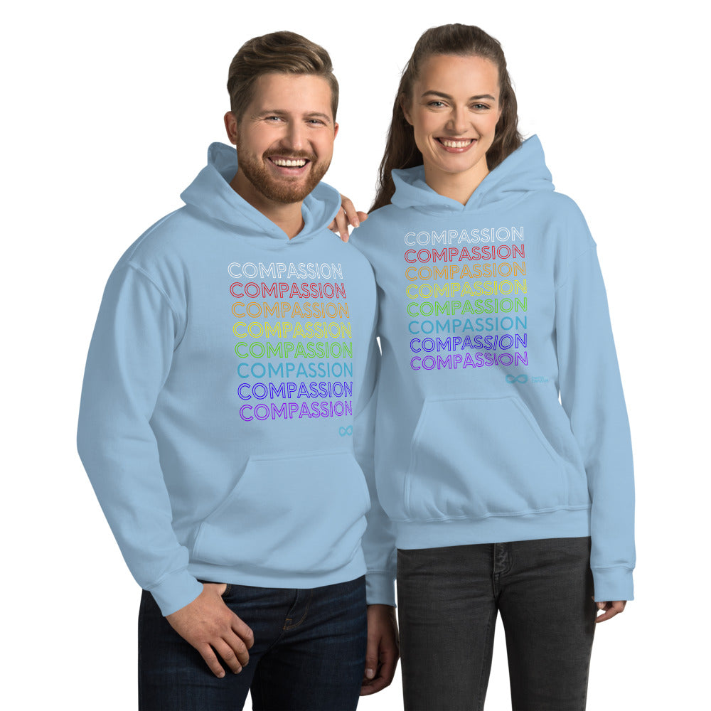 Compassion English - Unisex Hoodie - Rainbow White Print
