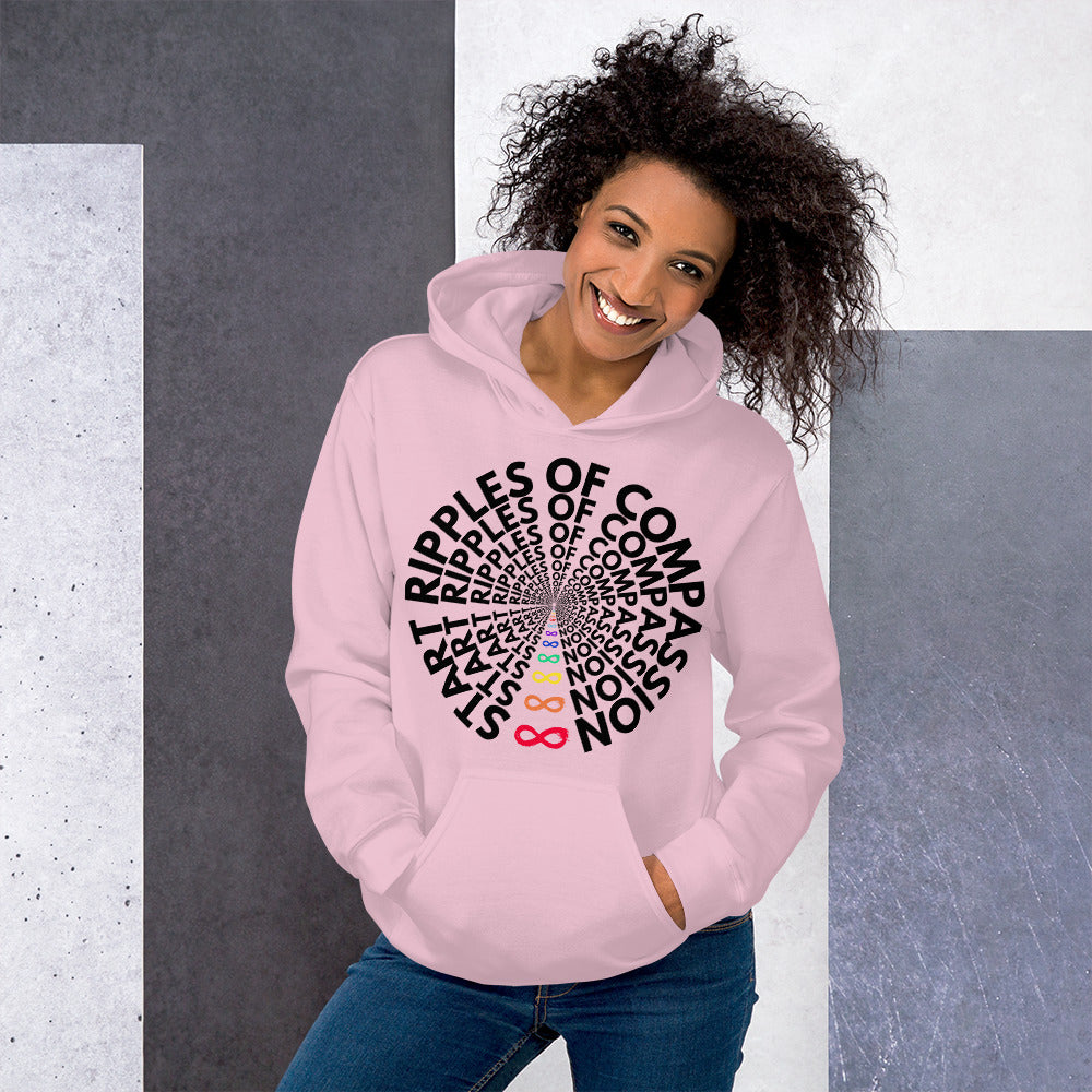 Ripples - Unisex Hoodie - Rainbow Black print