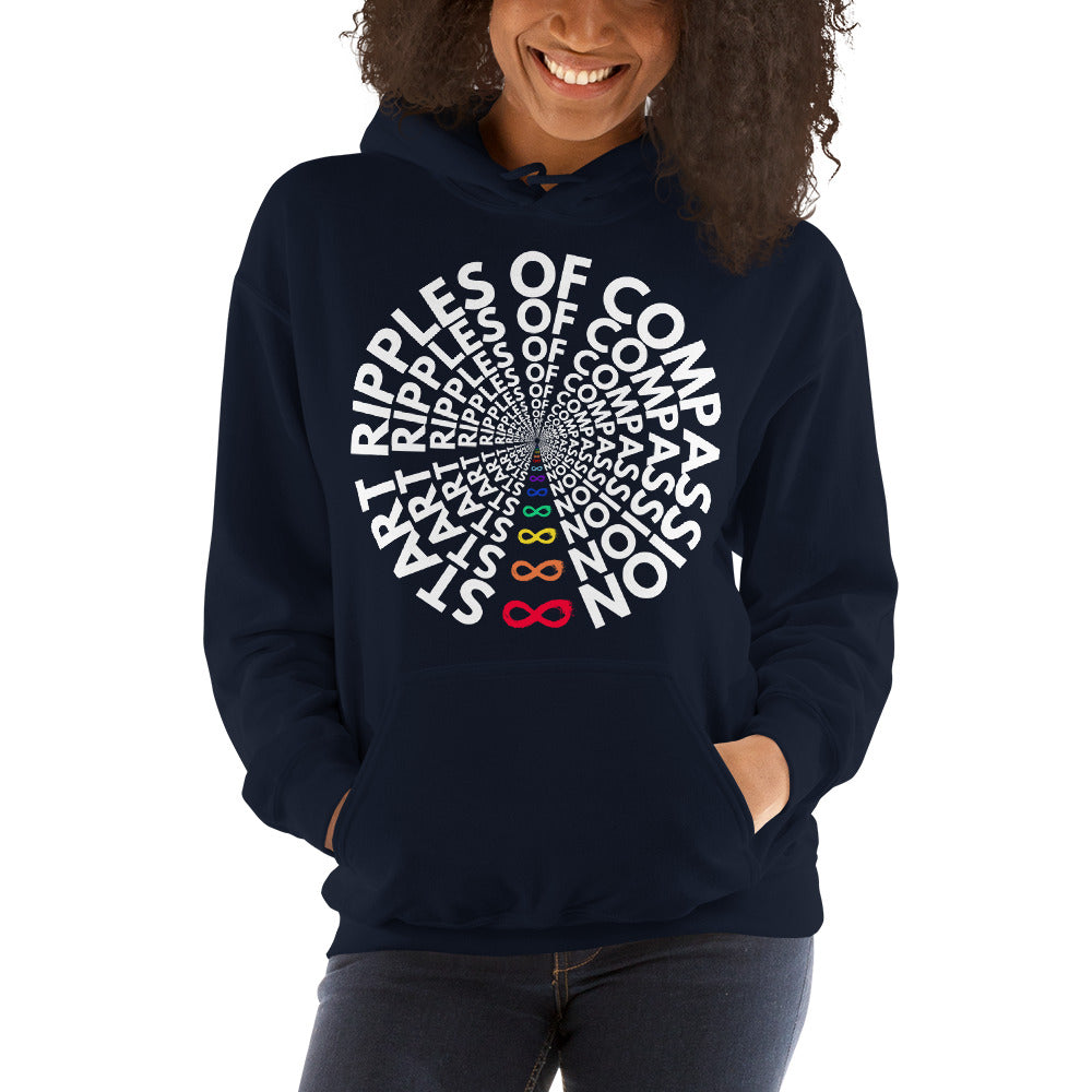 Ripples - Unisex Hoodie - Rainbow White Print