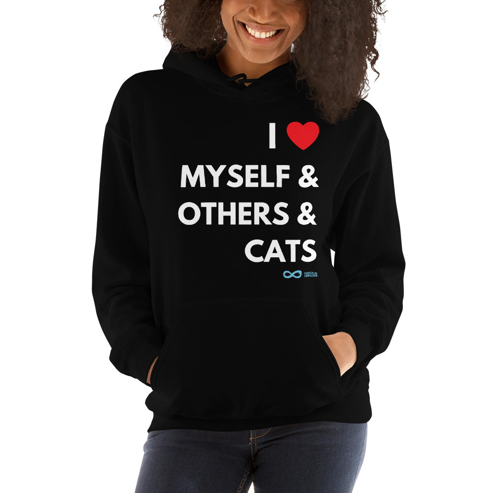 I Love Myself & Others & Cats - Unisex Hoodie - White Print