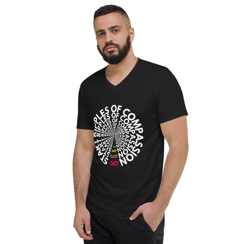 Ripples - Unisex V-Neck - Rainbow White Print