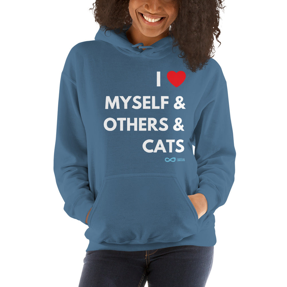 I Love Myself & Others & Cats - Unisex Hoodie - White Print