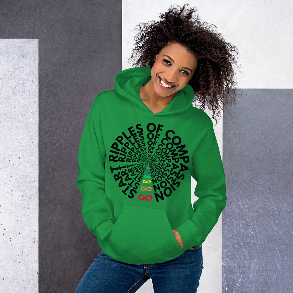 Ripples - Unisex Hoodie - Rainbow Black print