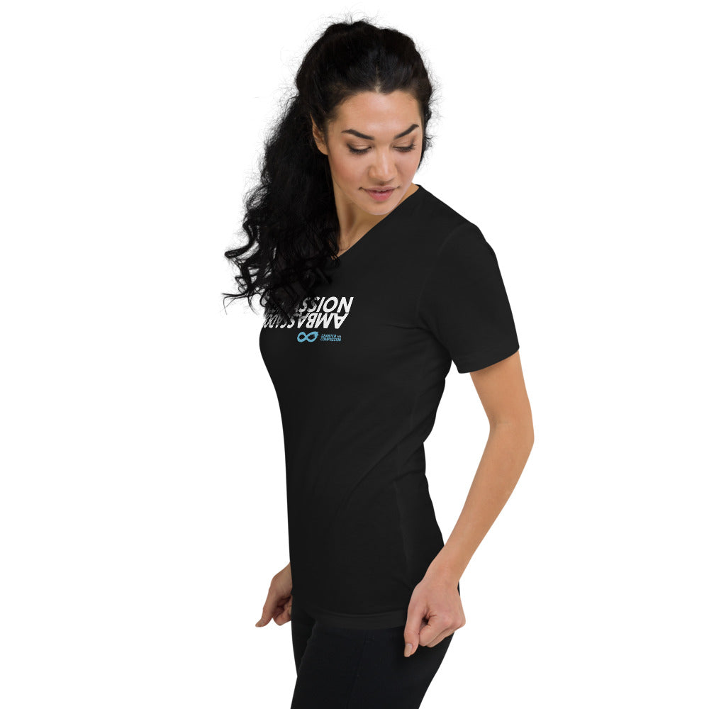 Compassion Ambassador - Unisex V-Neck - White print