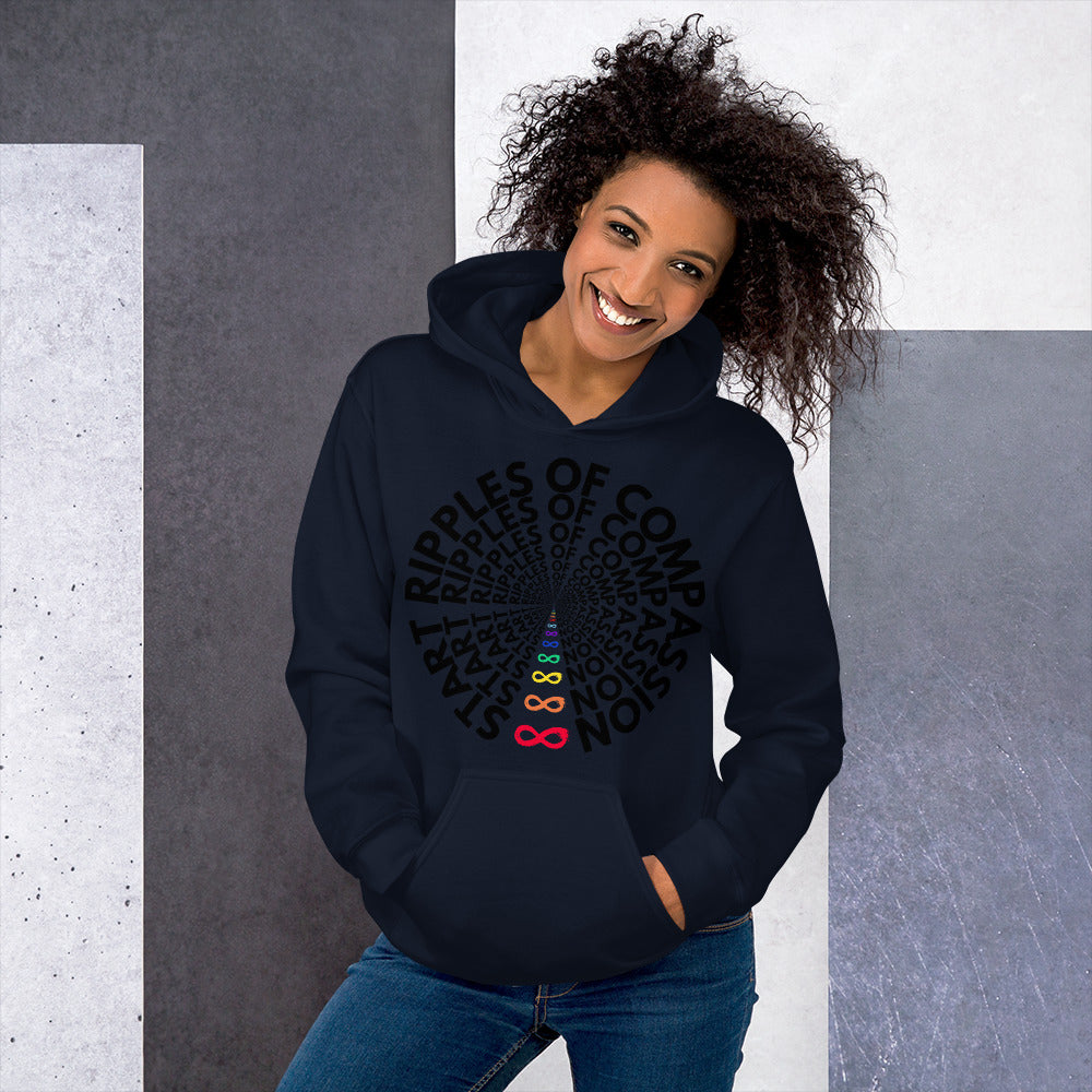 Ripples - Unisex Hoodie - Rainbow Black print