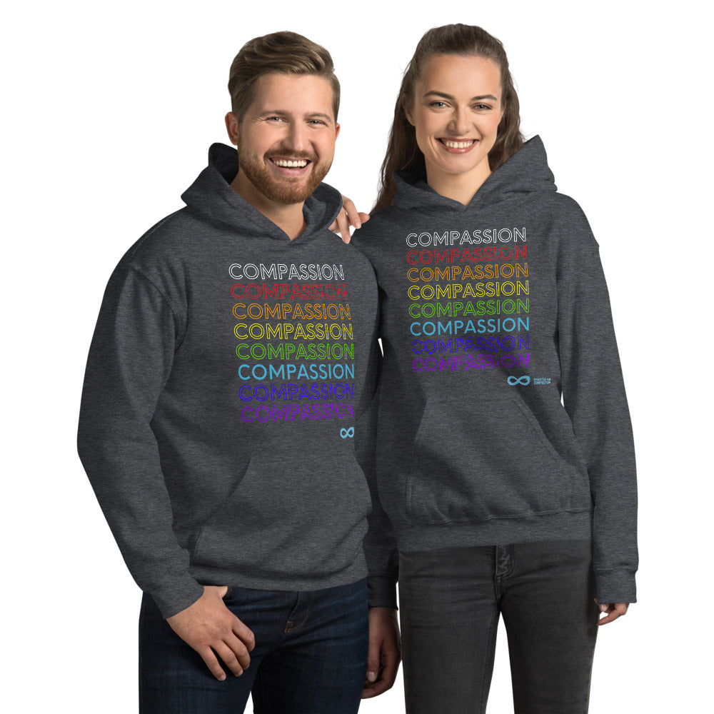 Compassion English - Unisex Hoodie - Rainbow White Print