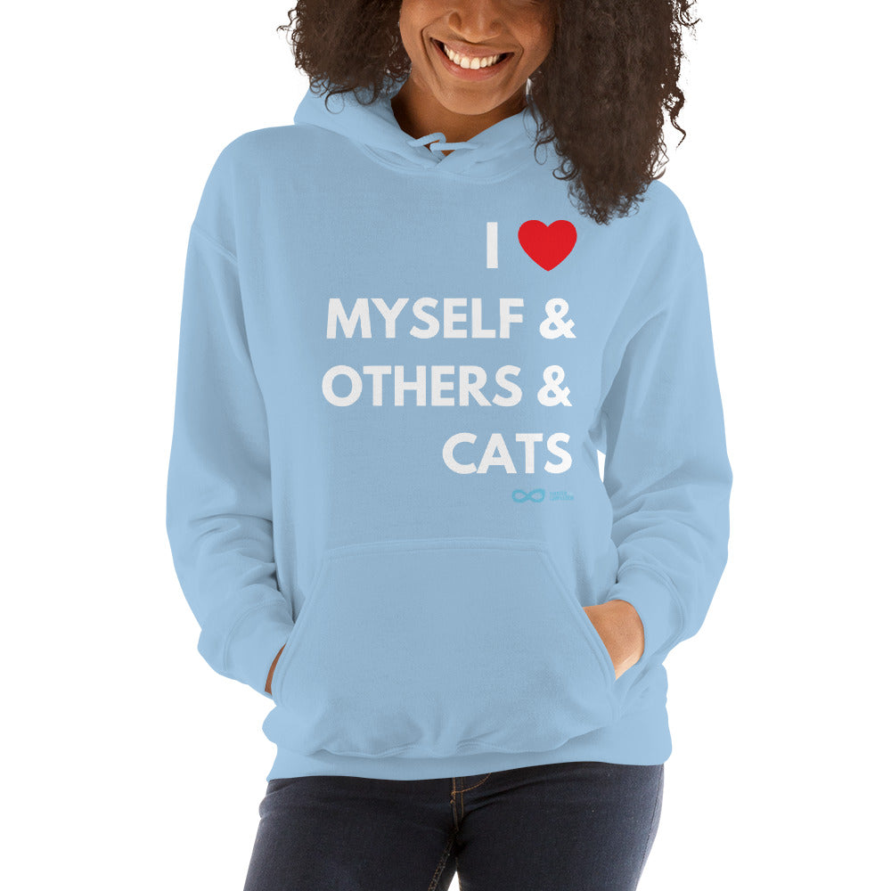 I Love Myself & Others & Cats - Unisex Hoodie - White Print
