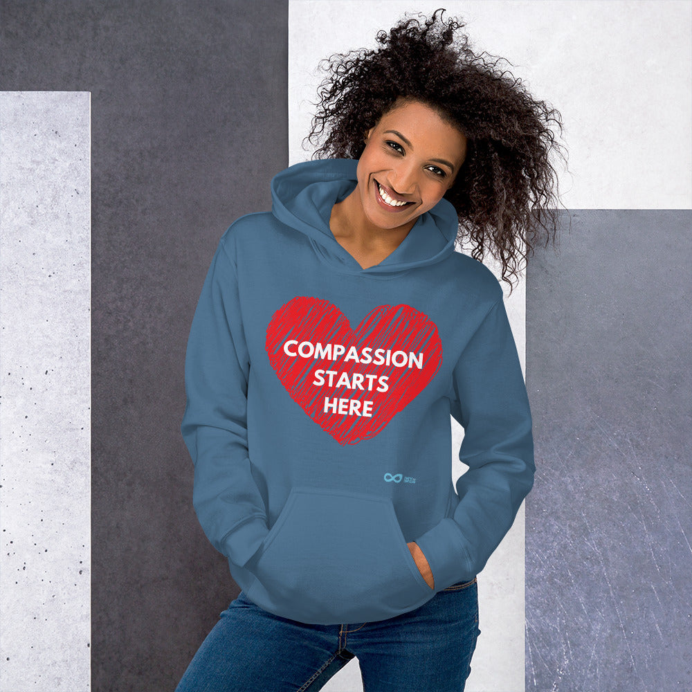Compassion Starts Here - Unisex Hoodie - White Print