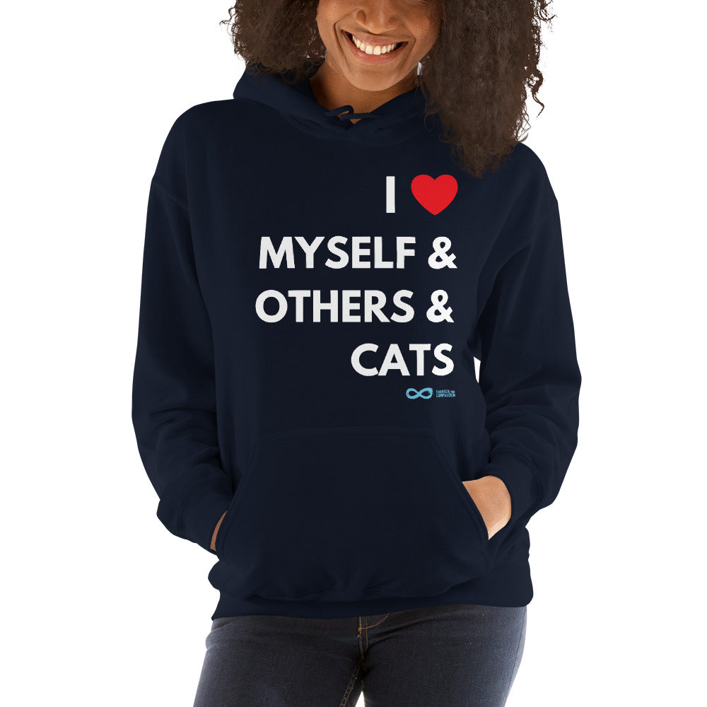 I Love Myself & Others & Cats - Unisex Hoodie - White Print