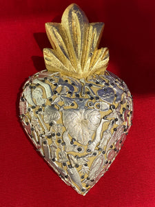 Wooden Heart with Milagros By Carapan