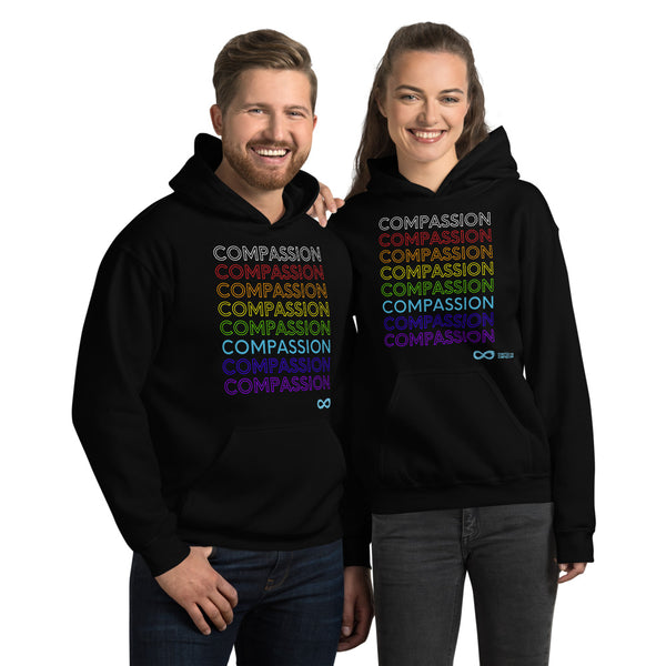 Compassion English - Unisex Hoodie - Rainbow White Print