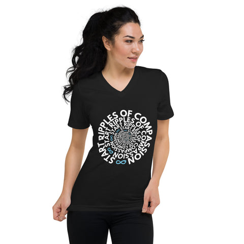 Ripples Twist - Unisex V-Neck - White Print