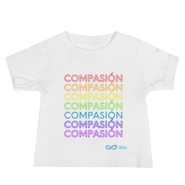 Compassion Spanish - Baby Tee - Rainbow White Print
